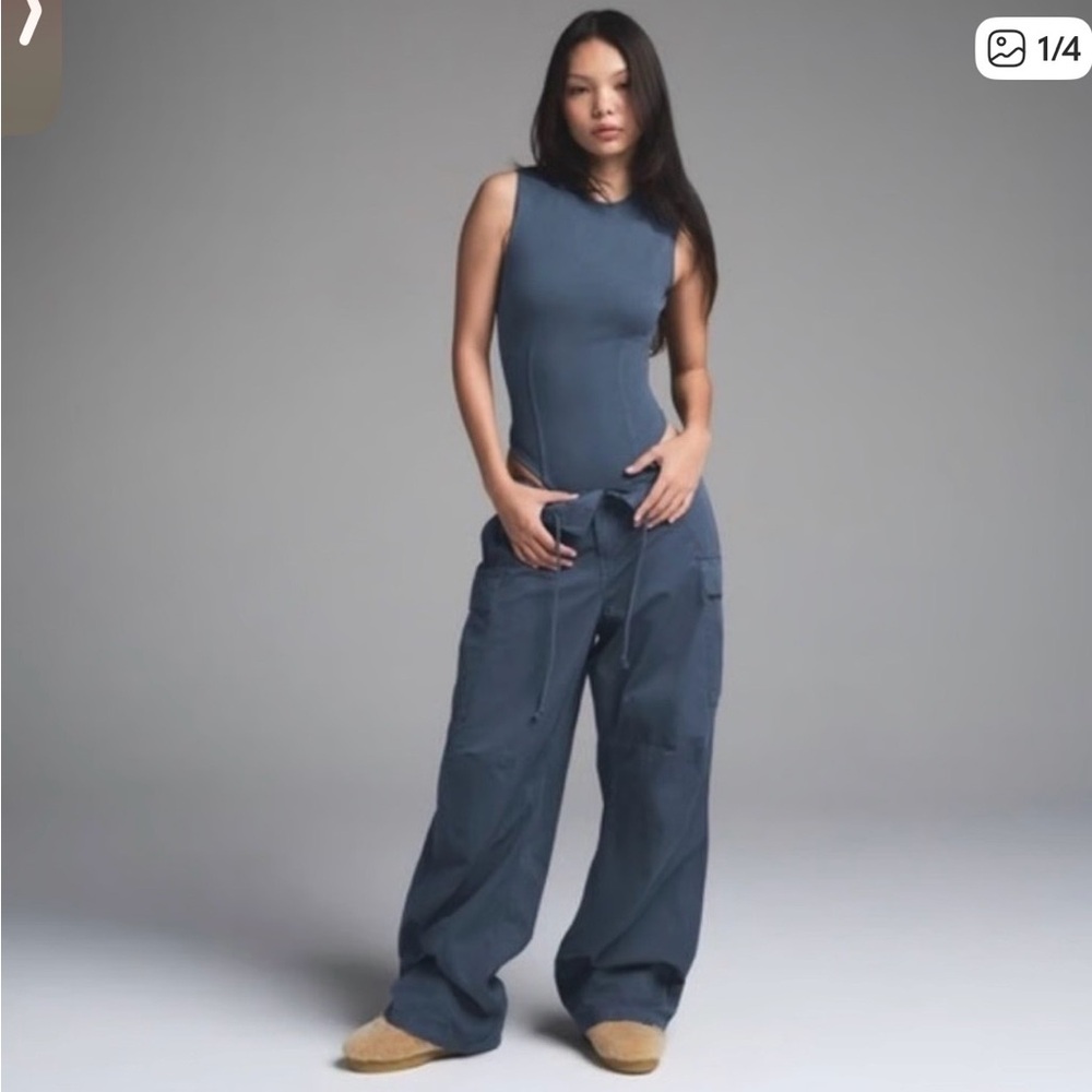SKIMS Outdoor Woven Wide Leg Pant Indigo XXS NWT